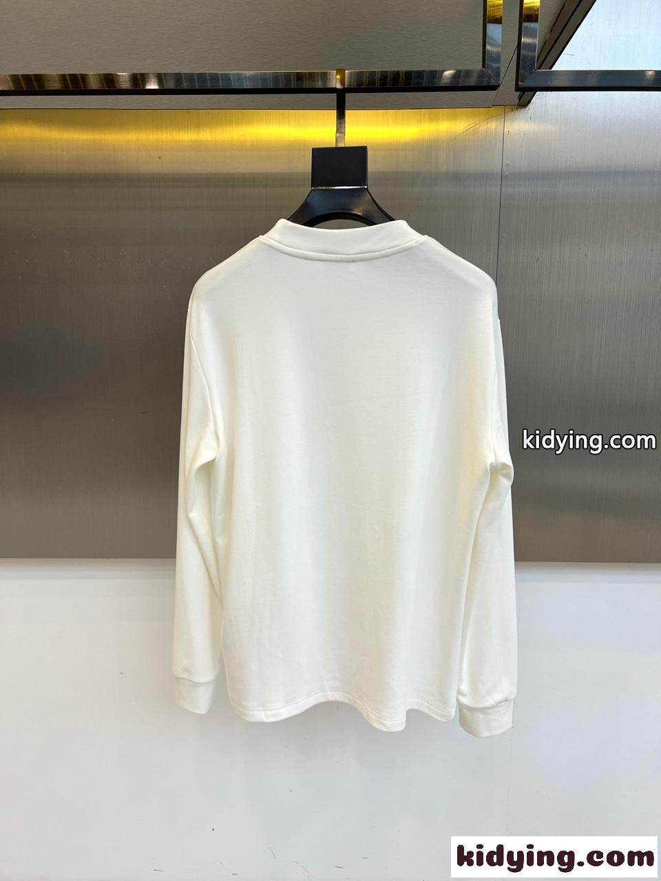 シンプル ロゴ刺繍 コットン 長袖Tシャツ バーバリー Tシャツ 偽物 ホワイト-3
