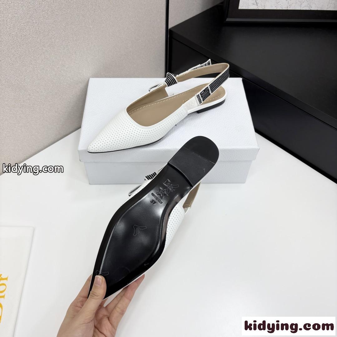 人気 新作 Dior Toujours スリングバックフラット スーパーコピー ホワイト-1