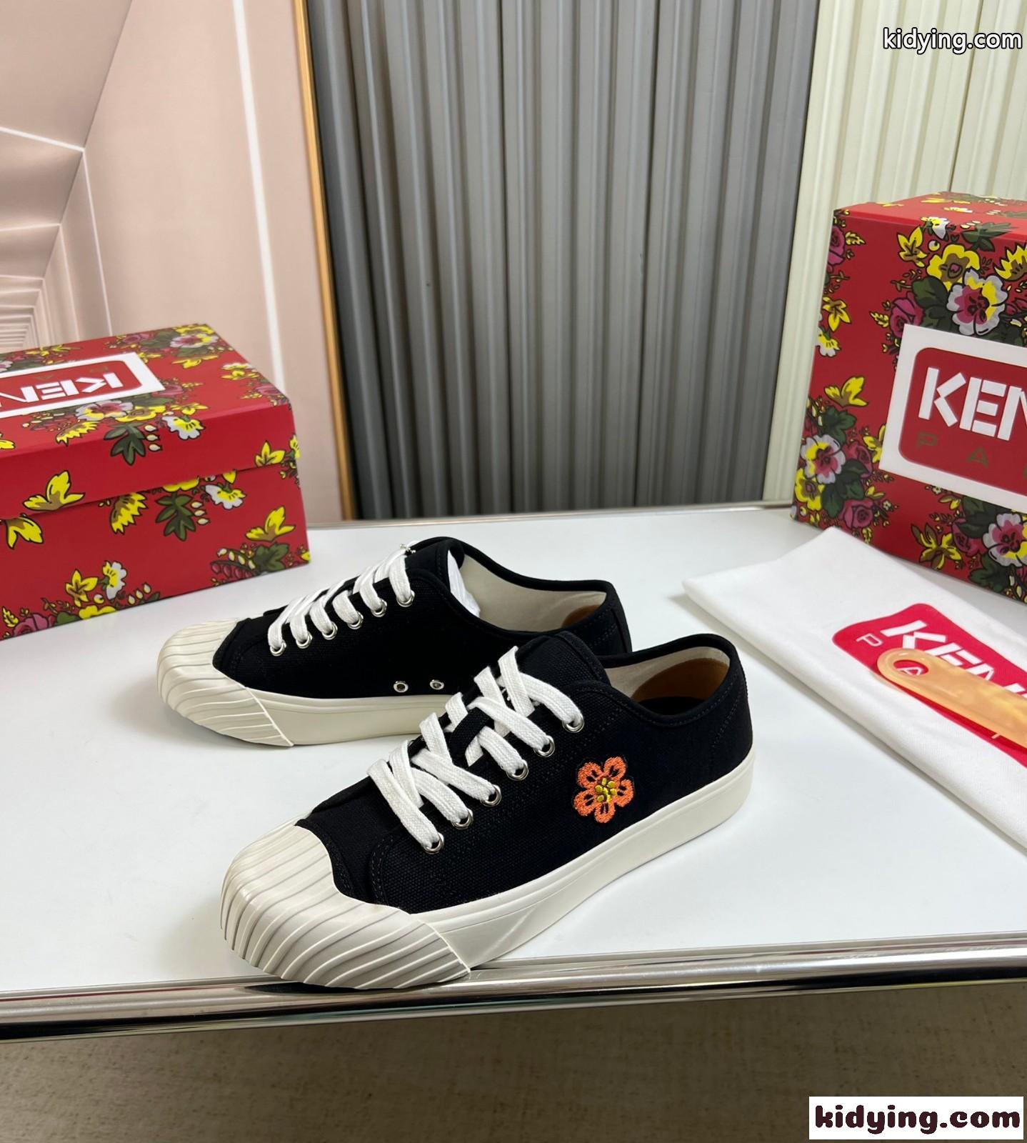 定番 KENZOSCHOOL メンズ キャンバススニーカー ケンゾー スニーカー コピー ブラック-1