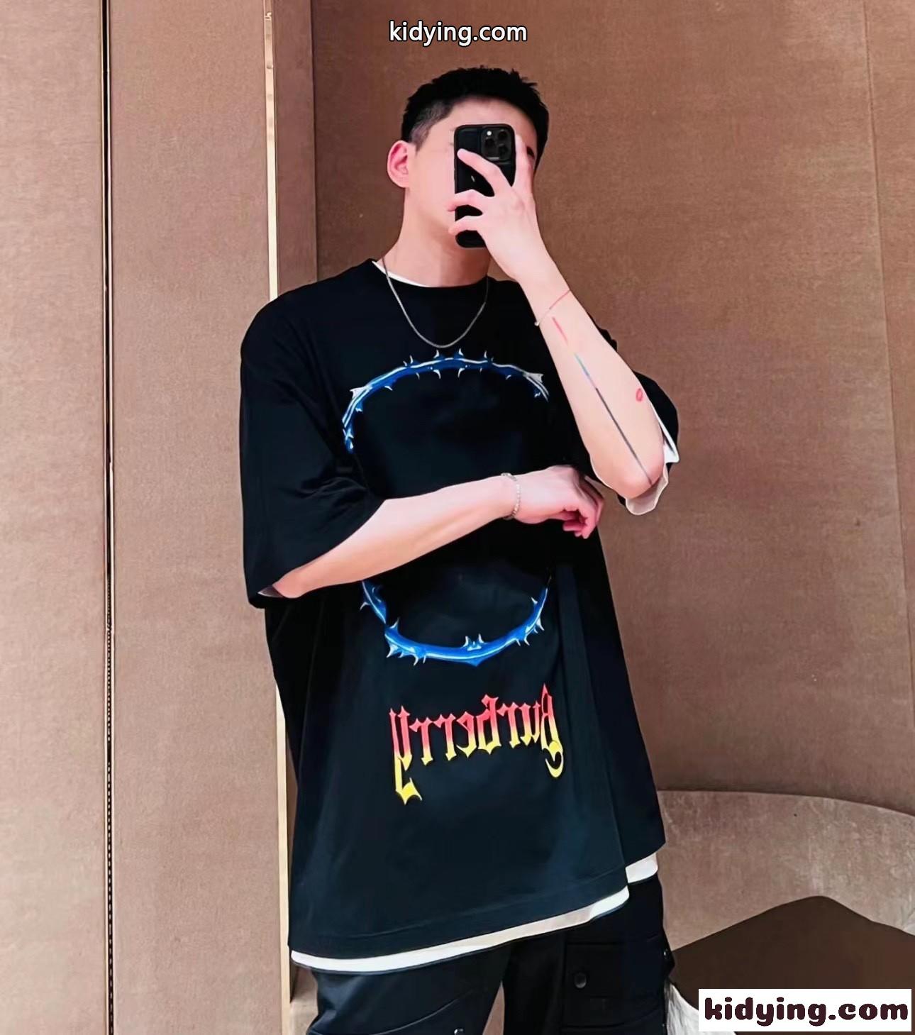 ユニセックス バーバリー Tシャツ コピー ソーン＆ロゴプリント コットン オーバーサイズTシャツ-3