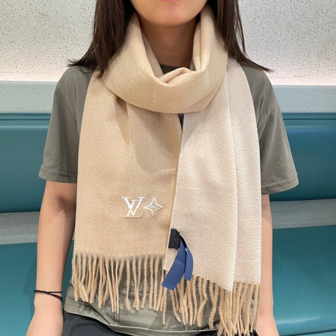 人気 デュアル マフラー ルイヴィトン スカーフ コピー ユニセックス ベージュ-1