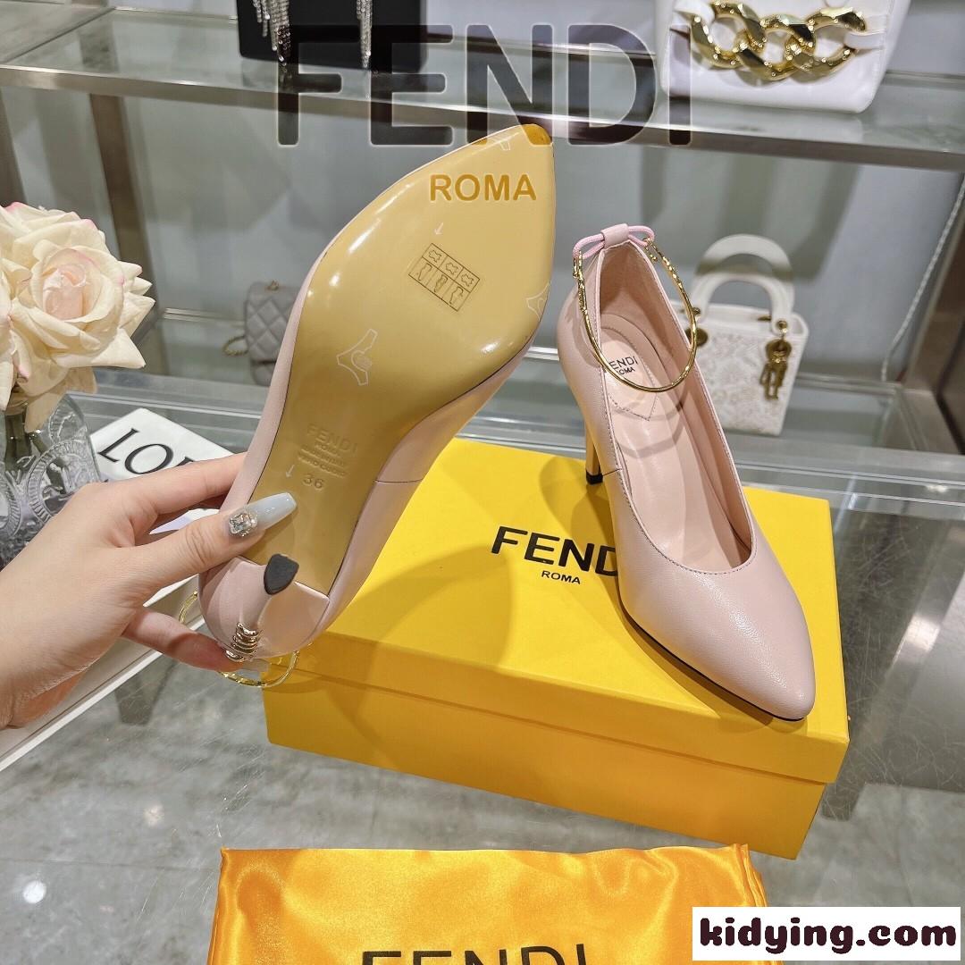 フェンディ フィーロ レザー パンプス スーパーコピー ハイヒール ピンク-3