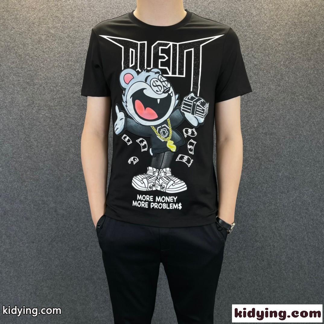 カジュアル 目を引く クルーネック フィリッププレイン 半袖Tシャツ コピー 春夏 コットン トップス-0