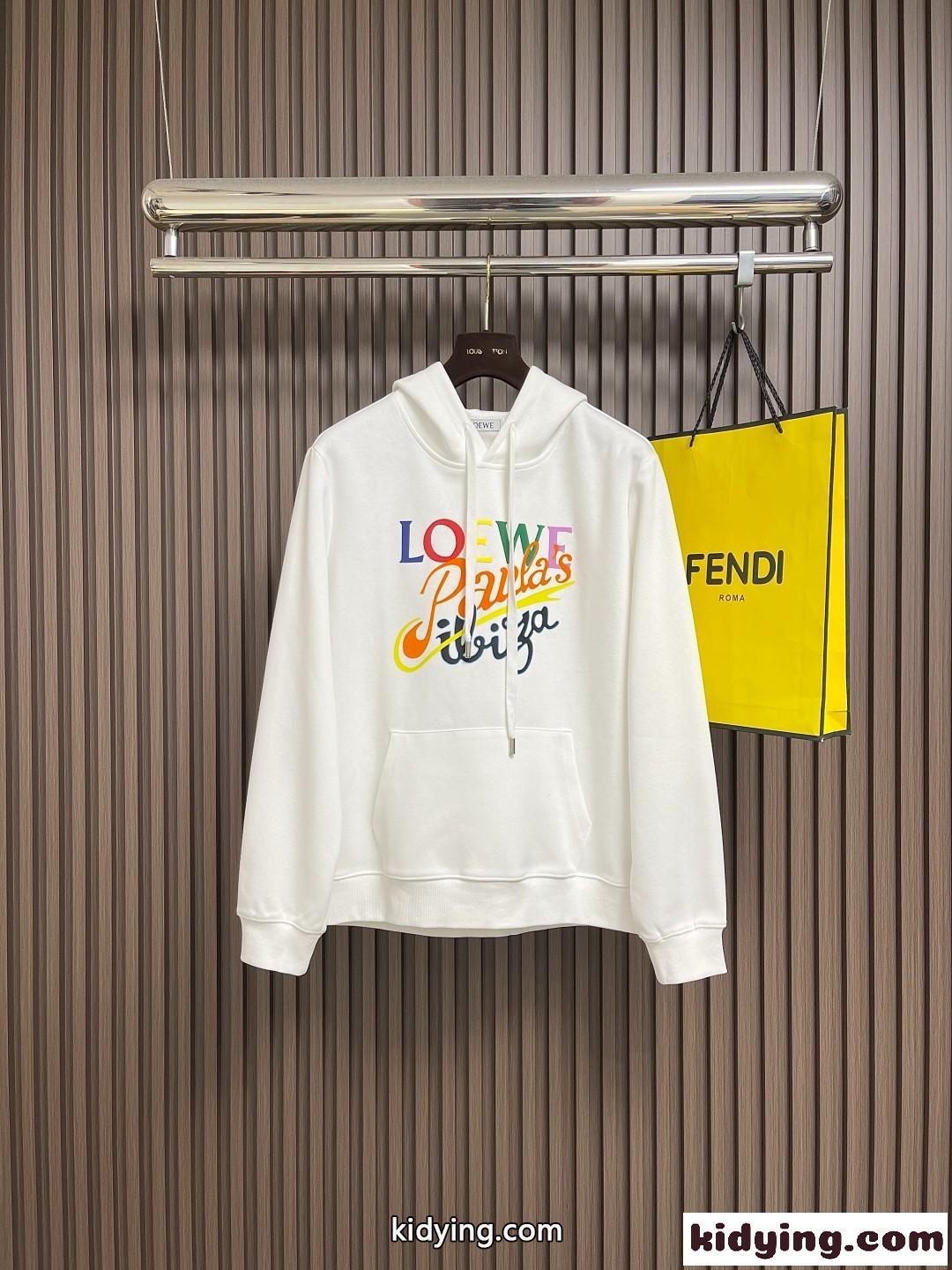 シンプル 合わせやすい ロゴ フーディー ロエベ パーカー 偽物 ホワイト-1