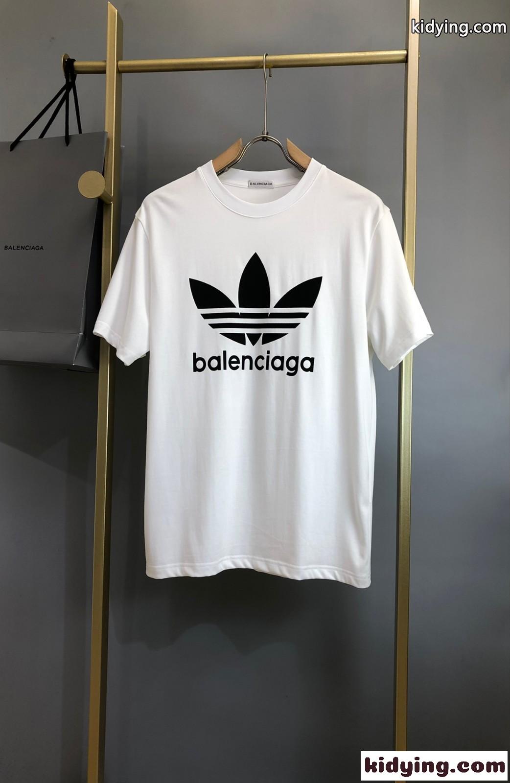 人気 BALENCIAGA×adidas ロゴプリント バレンシアガ Tシャツ コピー 半袖 トップス-1