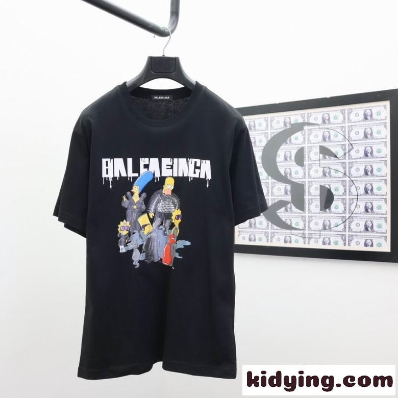 おしゃれ プリント ゆったり クルーネック バレンシアガ 半袖tシャツ コピー 定番 人気 ホワイト ブラック-3