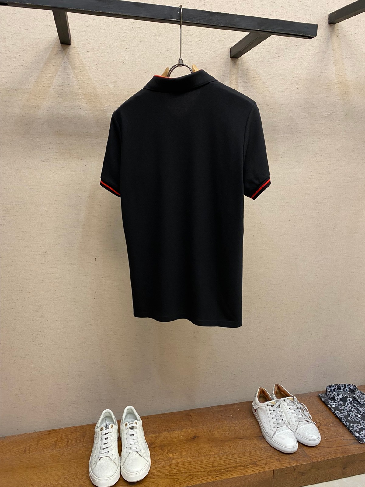カジュアル コットンピケ ポロシャツ バーバリー 半袖Tシャツ コピー ブラック-1