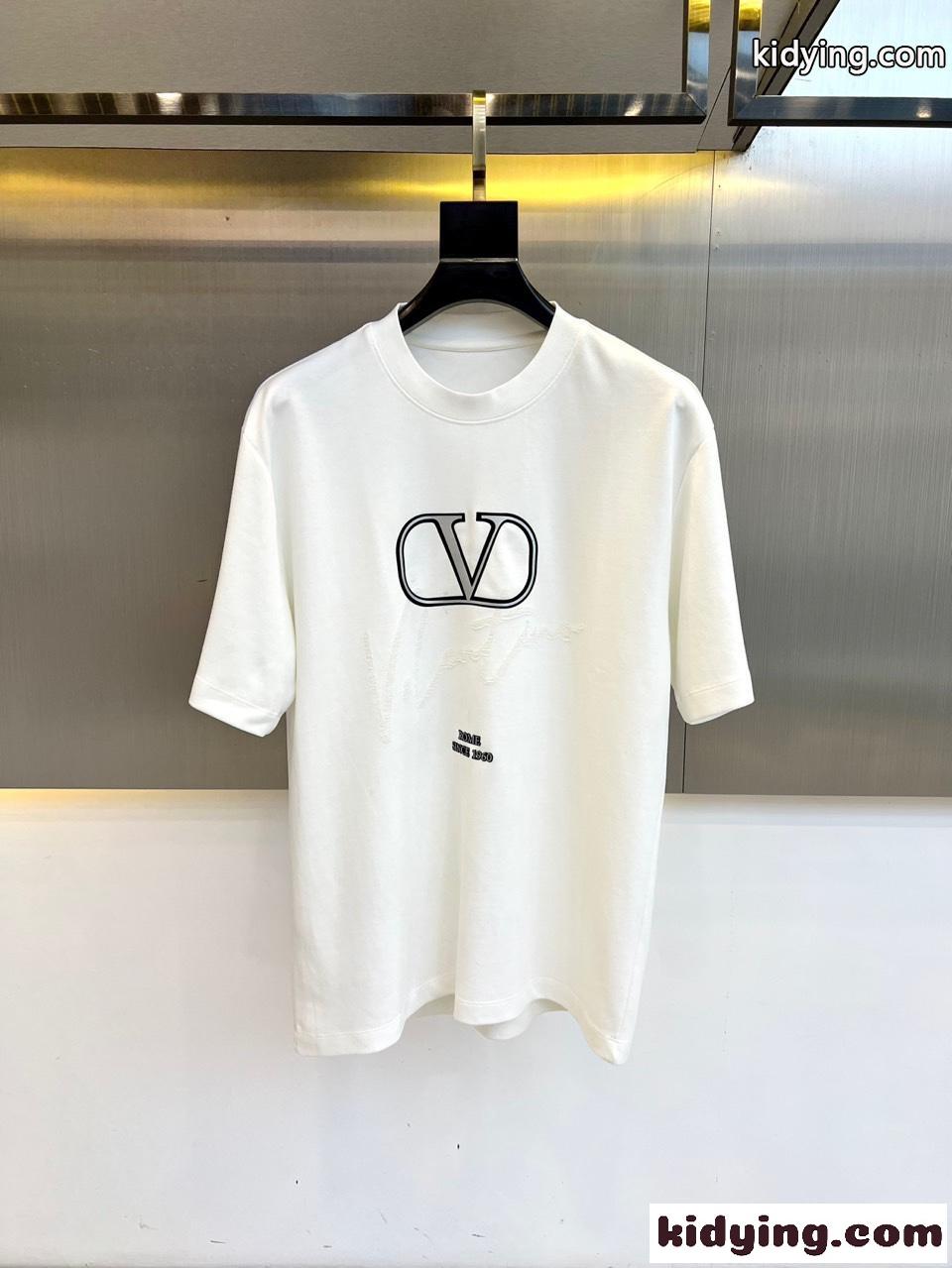 カジュアル クルーネック 半袖Tシャツ ヴァレンティノ Tシャツ 偽物 コットン ホワイト-1
