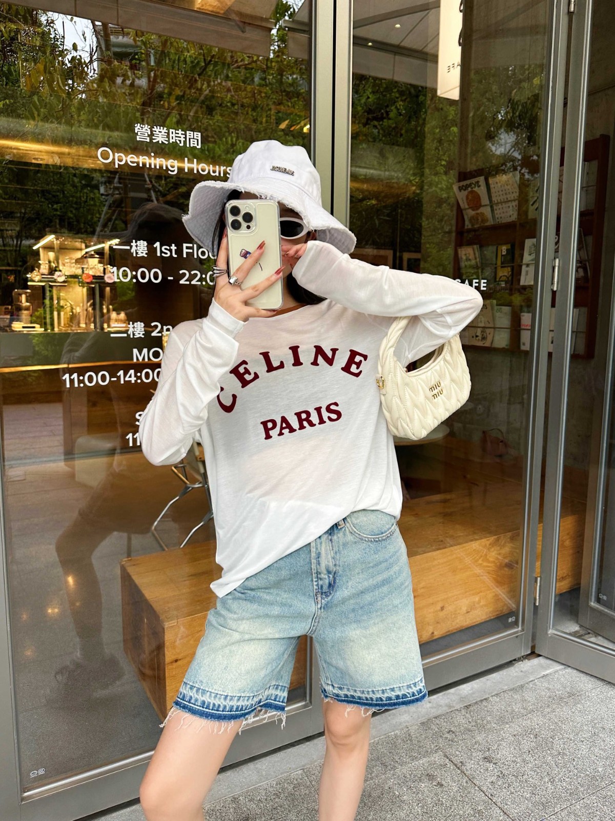 カジュアル ロゴ入り シアー 長袖Tシャツ 紫外線対策 セリーヌ Tシャツ コピー ホワイト-4
