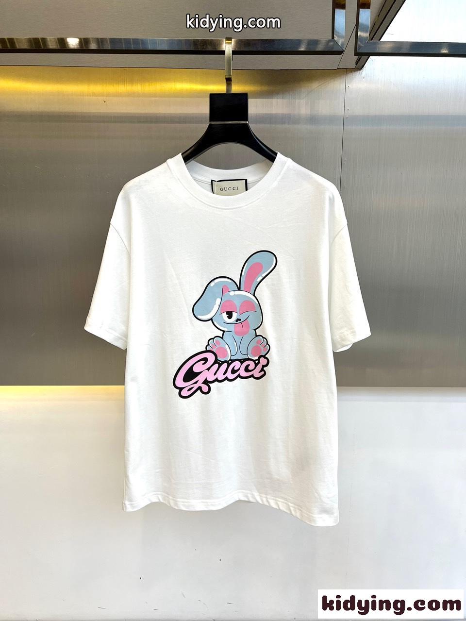 快適 コットン Tシャツ グッチ 半袖Tシャツ コピー クルーネック ホワイト-0