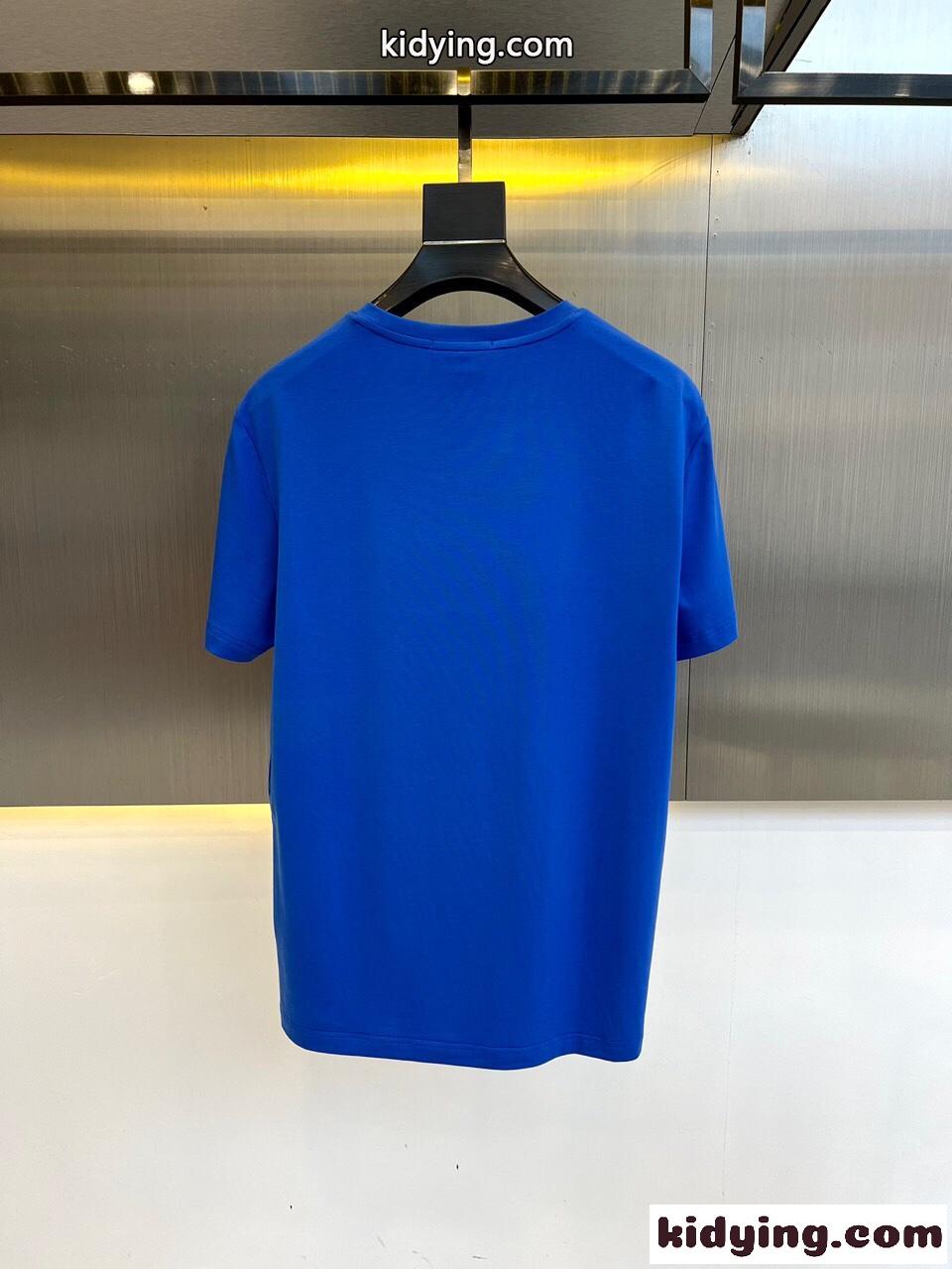 ロゴプリント コットン 半袖Tシャツ アレキサンダー・マックイーン Tシャツ コピー ブルー-4