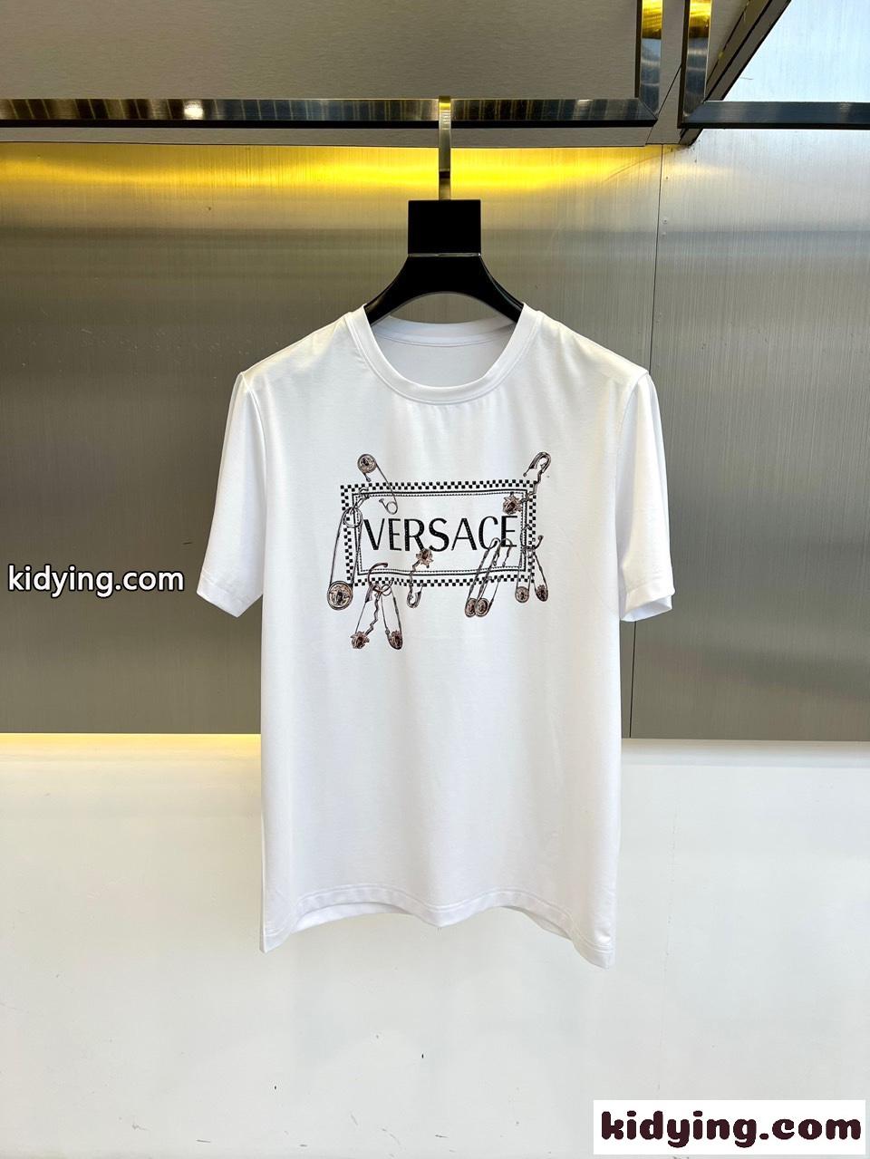 ベーシック ロゴプリント 半袖Tシャツ ヴェルサーチェ Tシャツ 偽物 コットン ホワイト-0