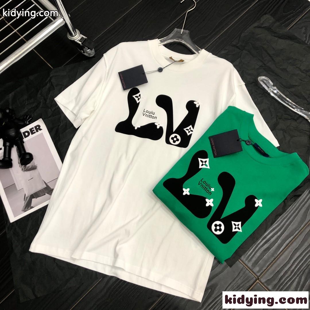 人気 ルイ・ヴィトン Tシャツ コピー 春夏 半袖 トップス カジュアル シンプル おしゃれ ロゴ プリント ゆったり-2