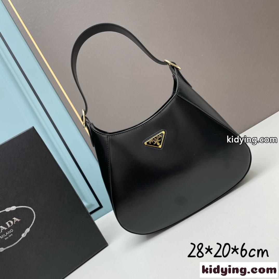 洗練された 上品 1BC181 レザー ショルダーバッグ プラダ バッグ コピー レディース ブラック-2