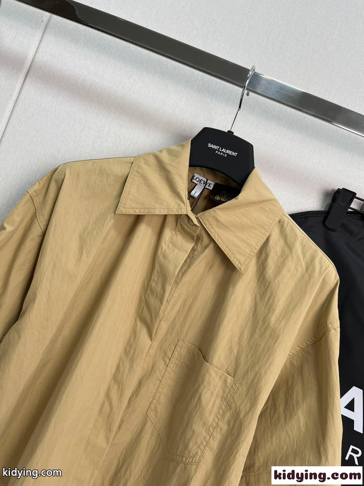 クロップド ワークウェア シャツ ロエベ シャツ コピー レディース 半袖 トップス-2