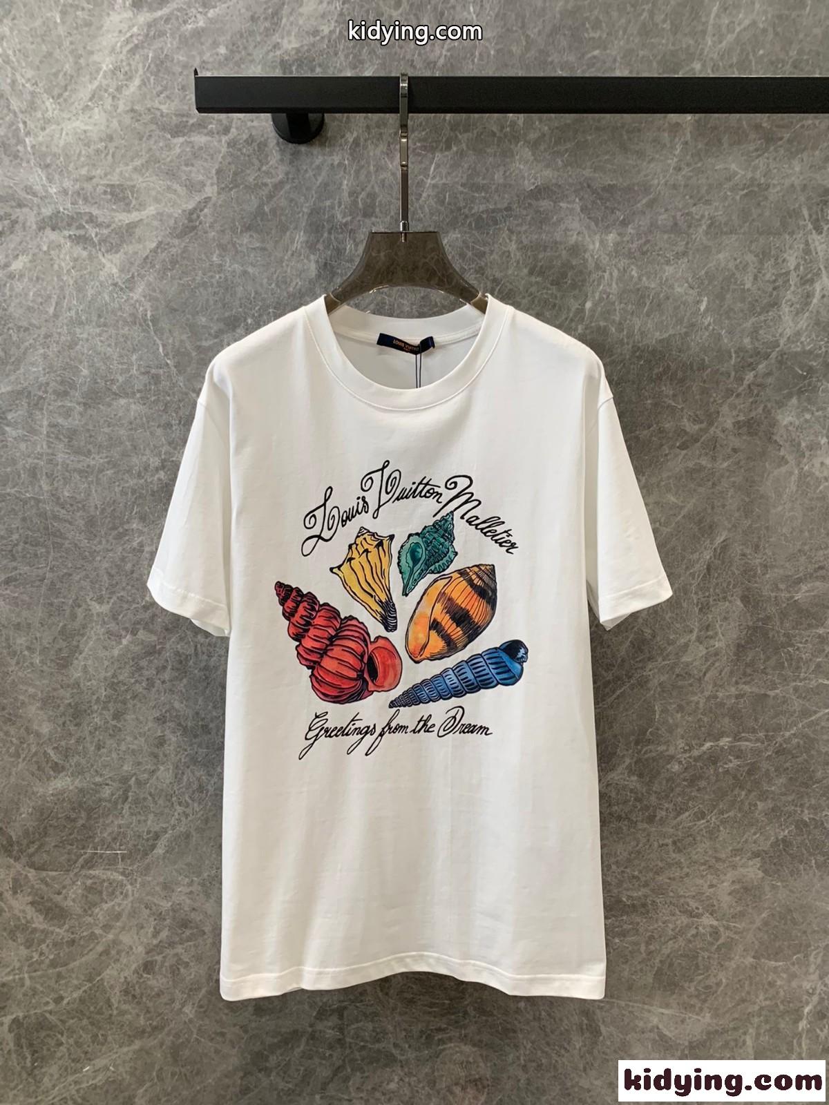 プリントショートスリーブコットンTシャツ ルイ・ヴィトン 半袖Tシャツ コピー ユニセックス-1