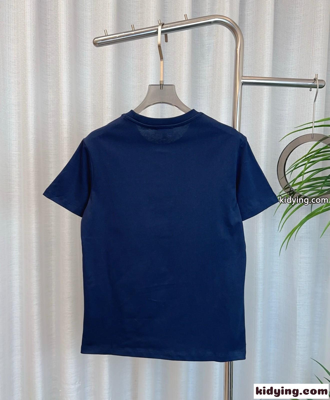 シンプル ロゴ入り 半袖Tシャツ クロエ Tシャツ スーパーコピー クルーネック ブルー-0