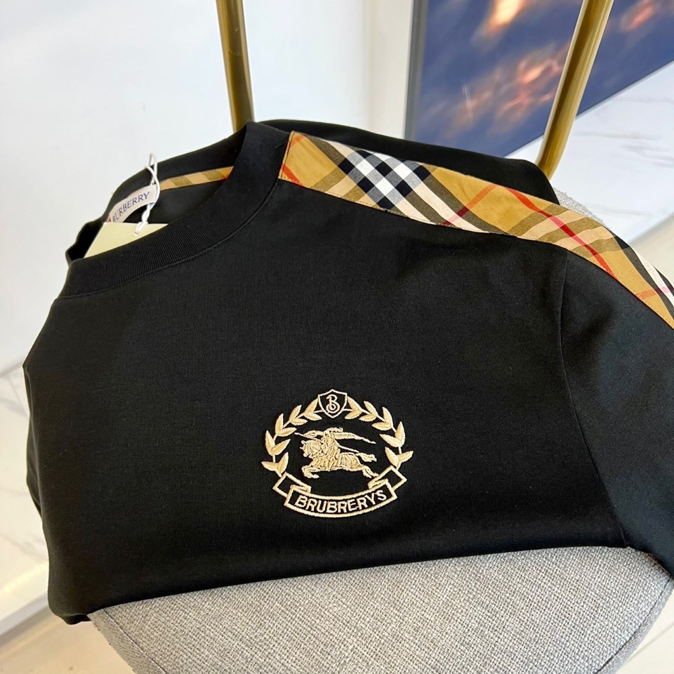 カジュアル コットン クルーネック Tシャツ バーバリー 半袖Tシャツ コピー ブラック-2