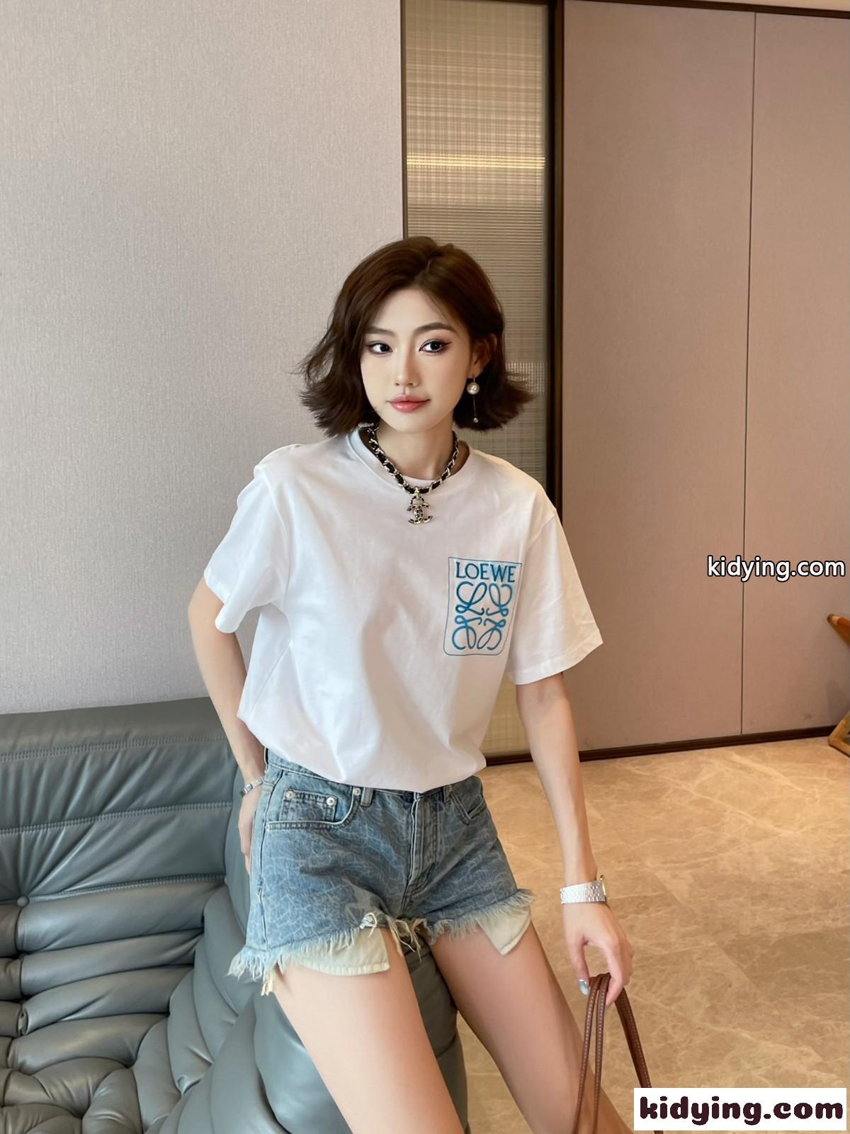 男女兼用 4色あり シンプル アナグラム ロゴ ゆったり ロエベ tシャツ コピー 人気 カジュアル-5