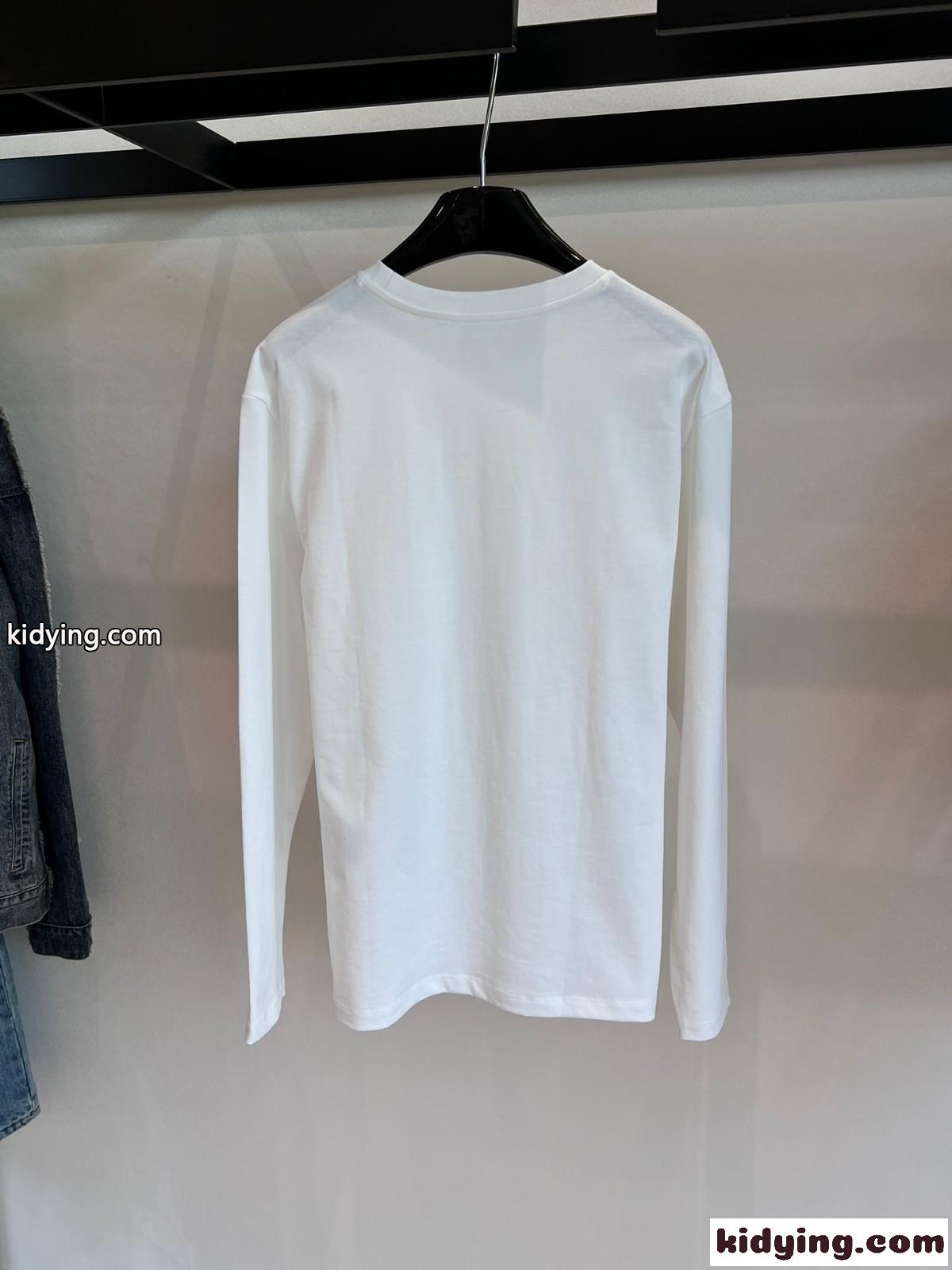 ベーシック 合わせやすい クルーネック コットン 長袖Tシャツ プラダ Tシャツ コピー-3
