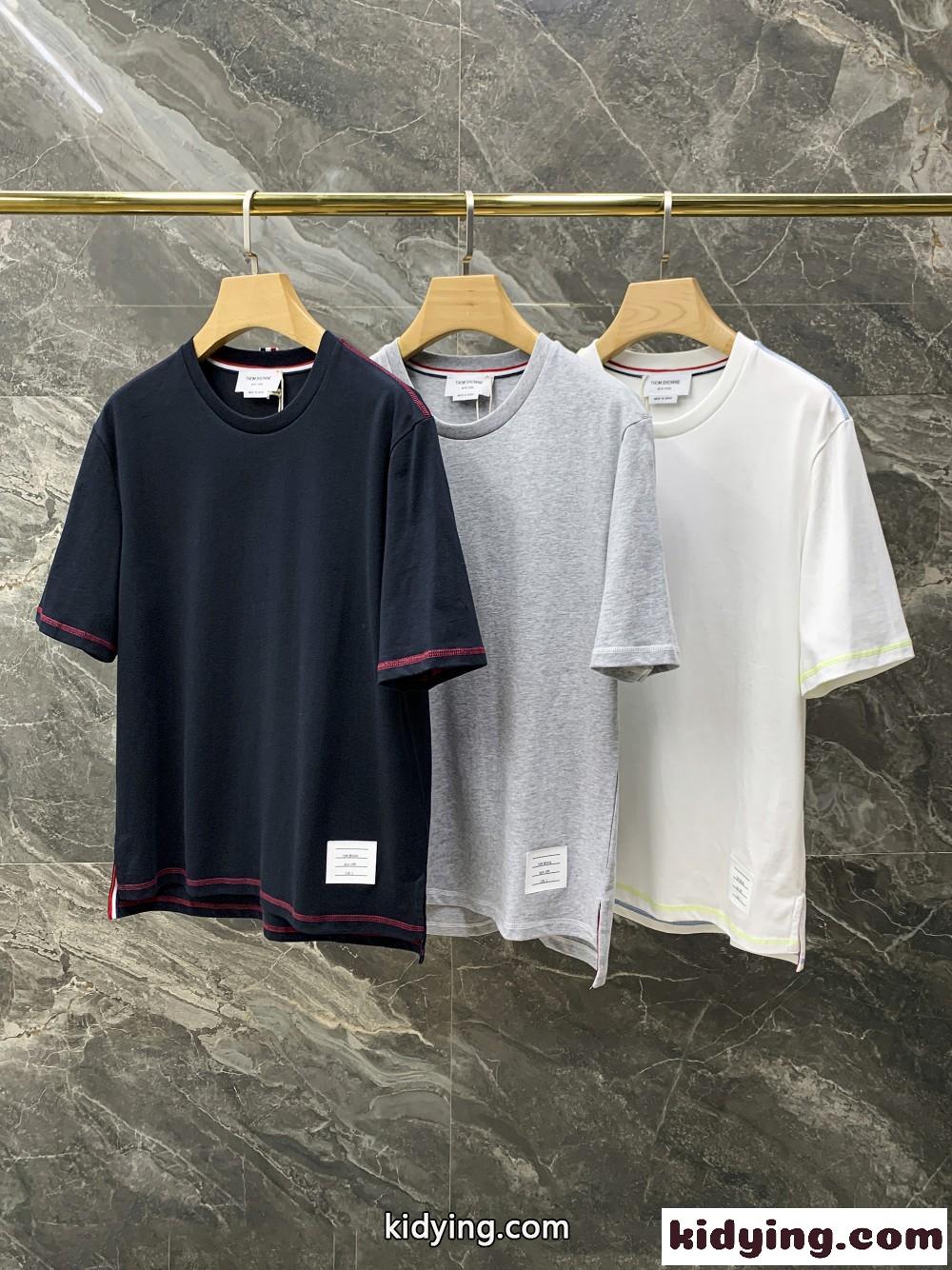 男女兼用 おしゃれ バイカラー クルーネック コットン ドムブラウン tシャツ コピー 半袖-0