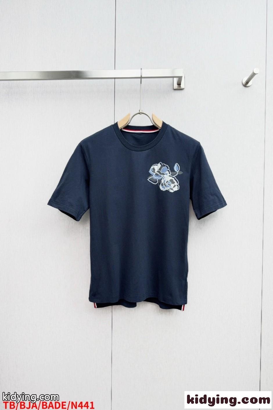 トムブラウン Tシャツ コピー プリント コットン 半袖Tシャツ クルーネック-0