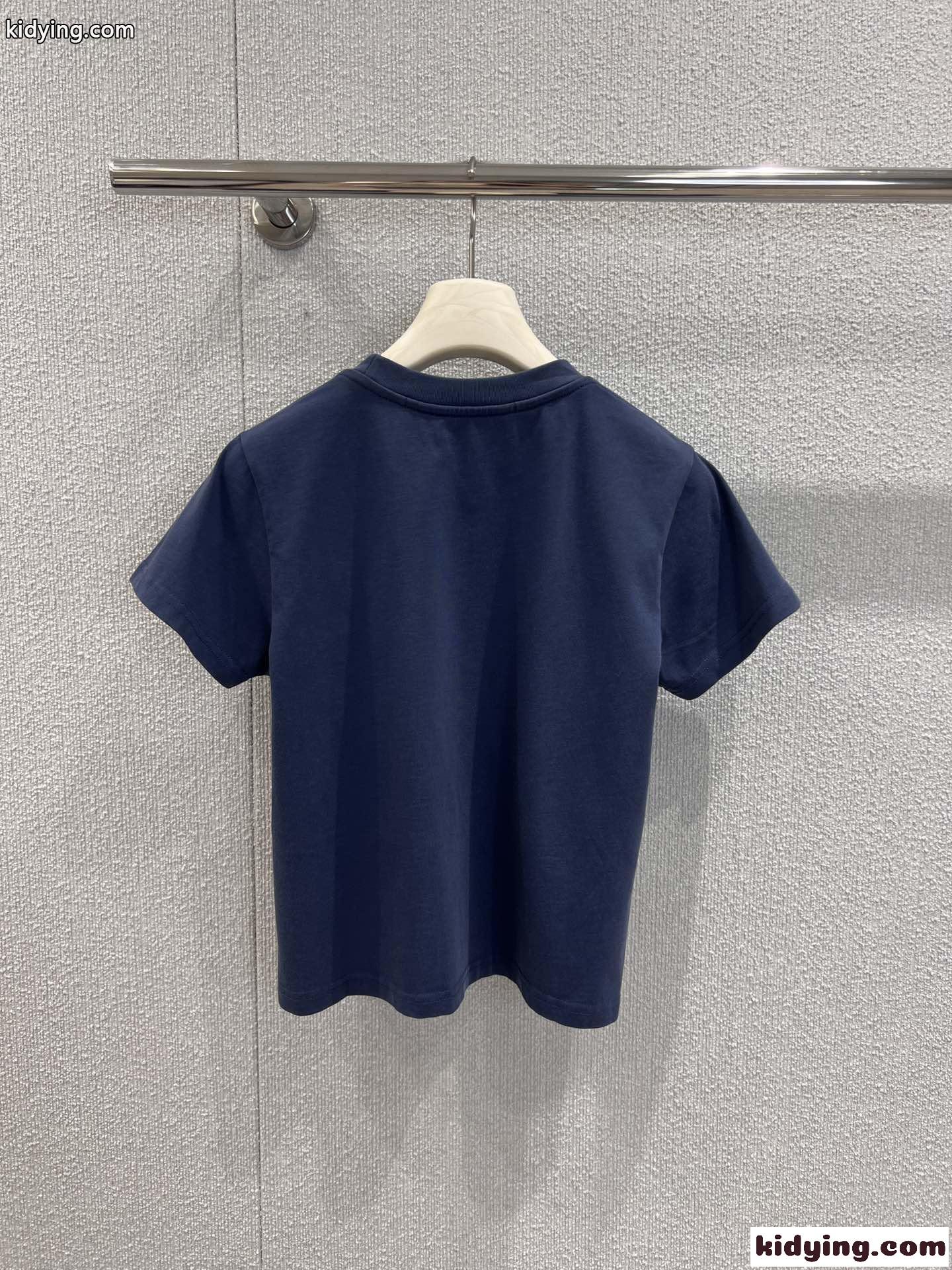 コンパクト ロゴ入り 半袖Tシャツ アレキサンダーワング Tシャツ コピー ブルー-2