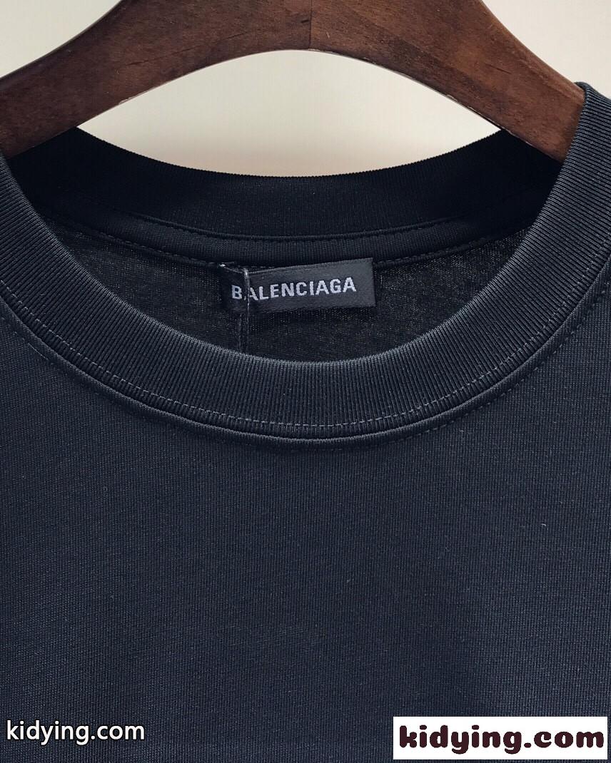 バレンシアガ Tシャツ コピー ユニセックス シンプル おしゃれ ロゴ 刺繍 クルーネック-2