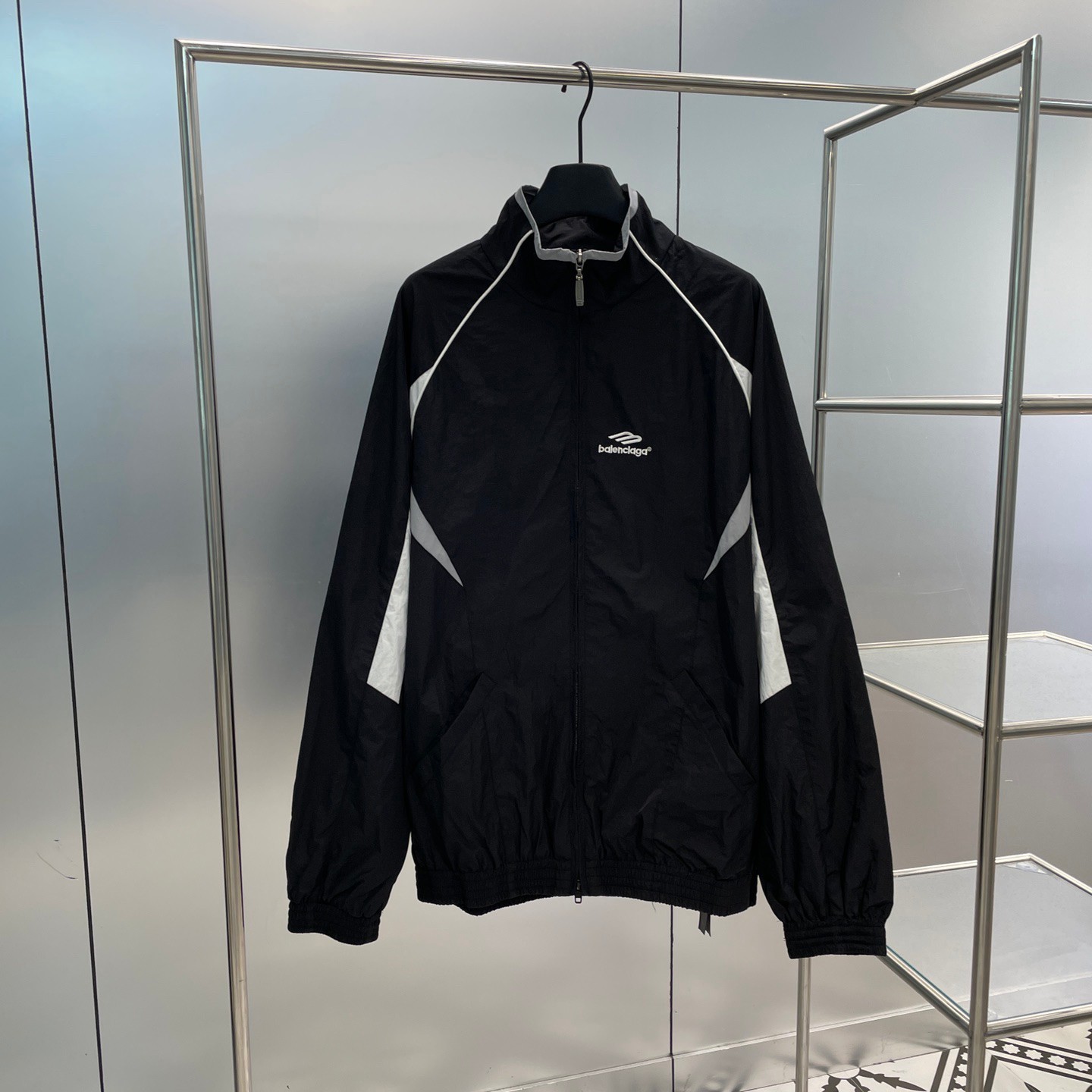 バレンシアガ 3B SPORTS ICON ミディアムフィット TRACKSUIT ジャケット コピー ブラック-0