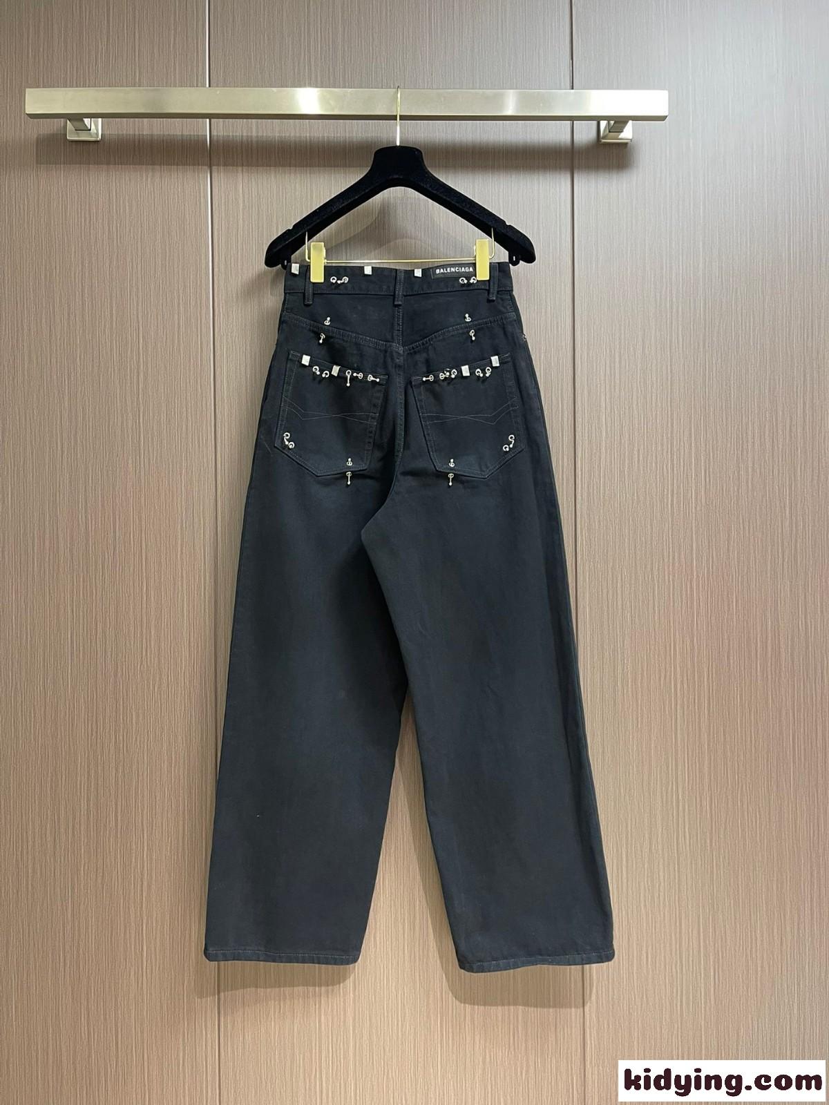 大人気 ユニセックス PIERCED BAGGY パンツ バレンシアガ ジーンズ コピー デニムパンツ-1
