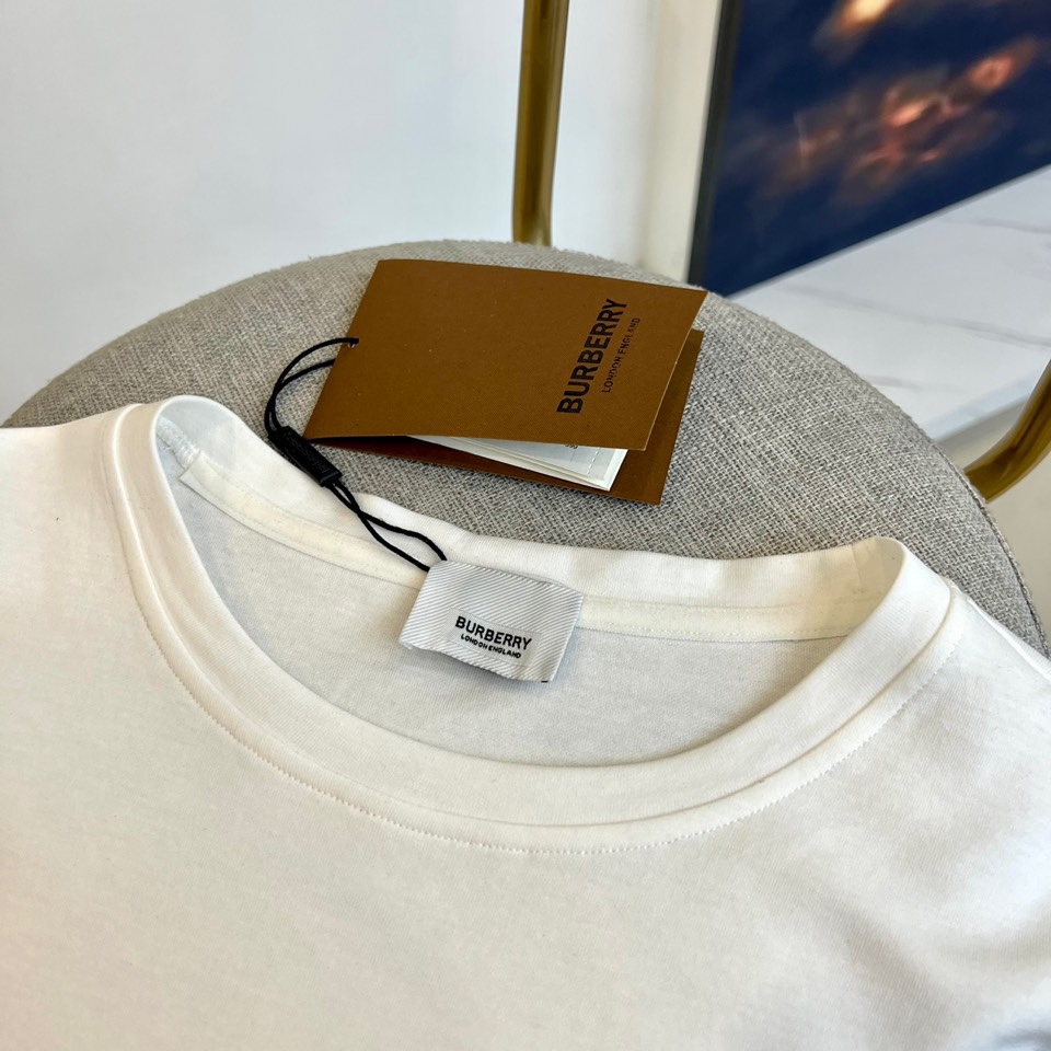ベーシック ロゴプリント クルーネック 長袖Tシャツ バーバリー Tシャツ コピー ホワイト-0