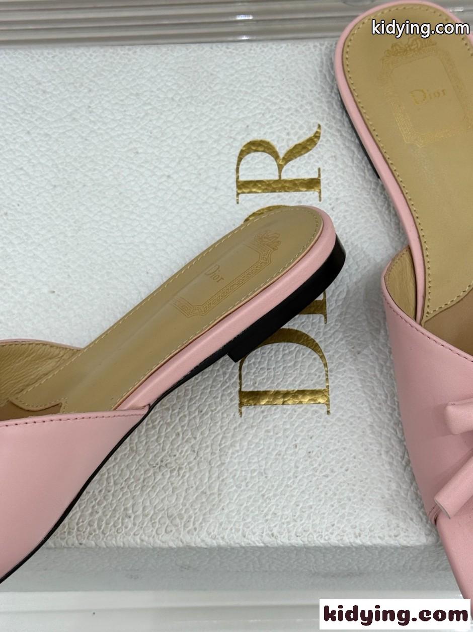 洗練された Dior Bow スライド クリスチャン・ディオール サンダル コピー ピンク-2