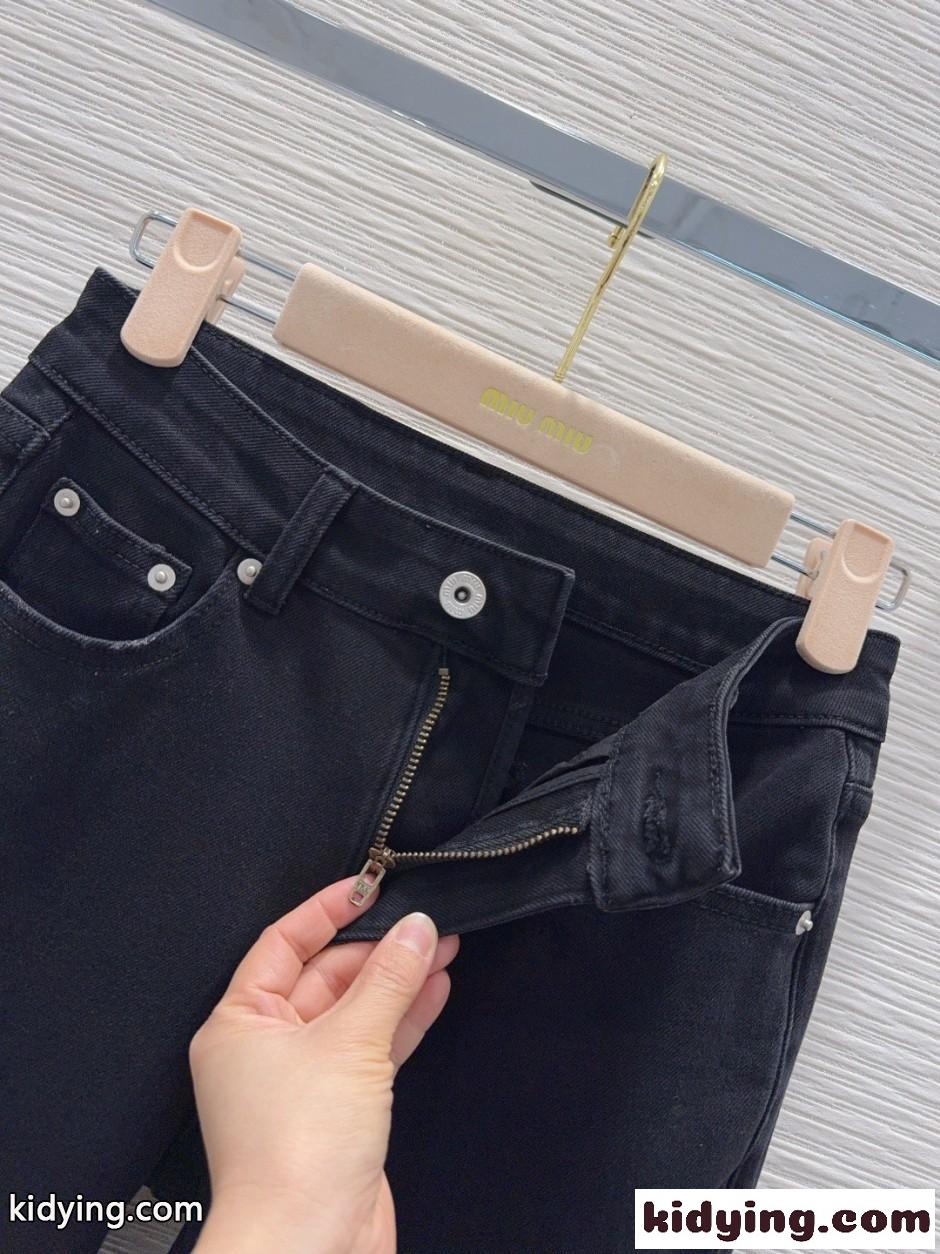 ミュウミュウ ジーンズ コピー フェンミン 合わせやすい フレア デニムパンツ-2