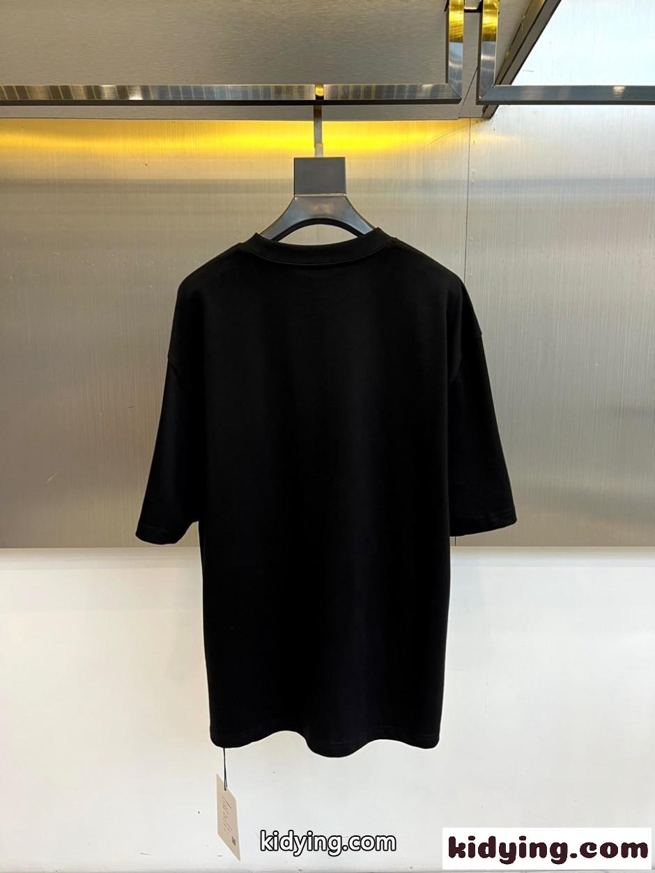 バレンシアガ Tシャツ 偽物 スクリプトロゴ クルーネック 半袖Tシャツ ブラック-4