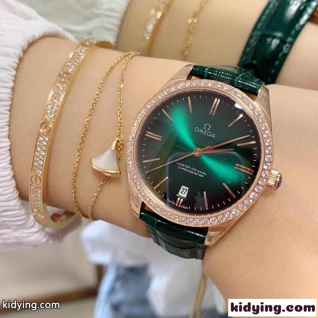 オメガ 時計 コピー レディース 34mm ローズゴールド エレガント 女子力アップ 腕時計 シンプル おしゃれ-2