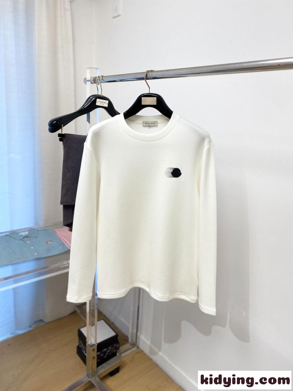 シンプル 合わせやすい クルーネック 長袖Tシャツ モンクレール Tシャツ 偽物 ホワイト-0