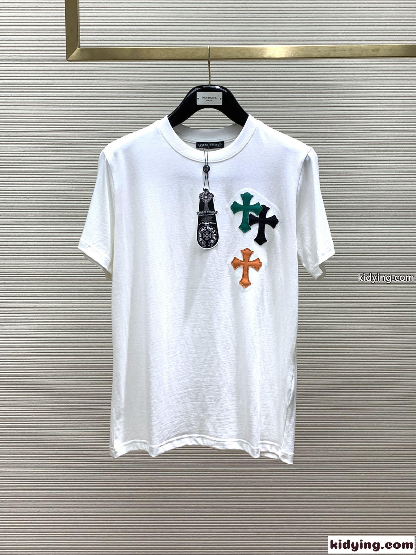 クロスパッチ クルーネック 半袖Tシャツ クロムハーツ Tシャツ コピー ホワイト-0