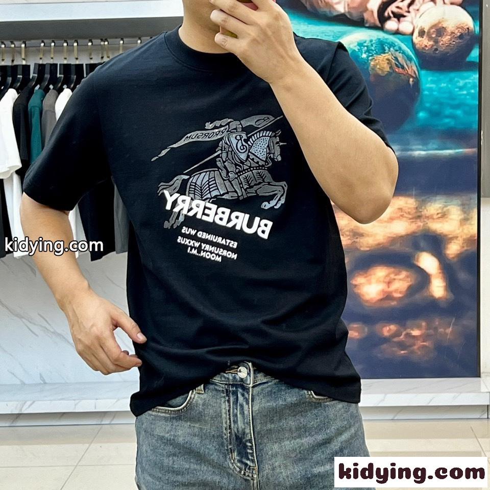 バーバリー 半袖Tシャツ コピー カジュアル コットンTシャツ ブラック-1