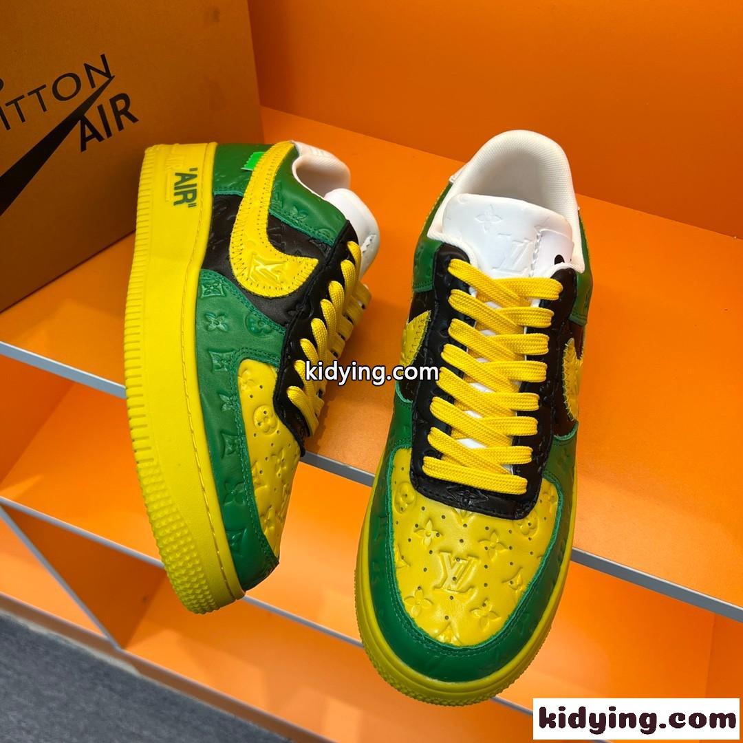 目立つ 配色 人気 カジュアル メンズ LV x OFF-WHITE x Nike オフホワイト スニーカー コピー レースアップ-0