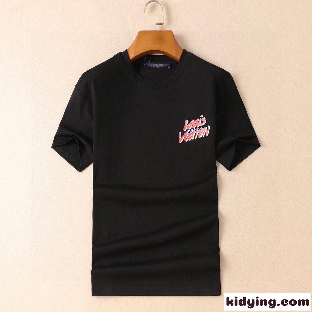 おしゃれ カジュアル プリント 柔らかい 快適 ルイ・ヴィトン tシャツ コピー クルーネック 半袖 トップス-2