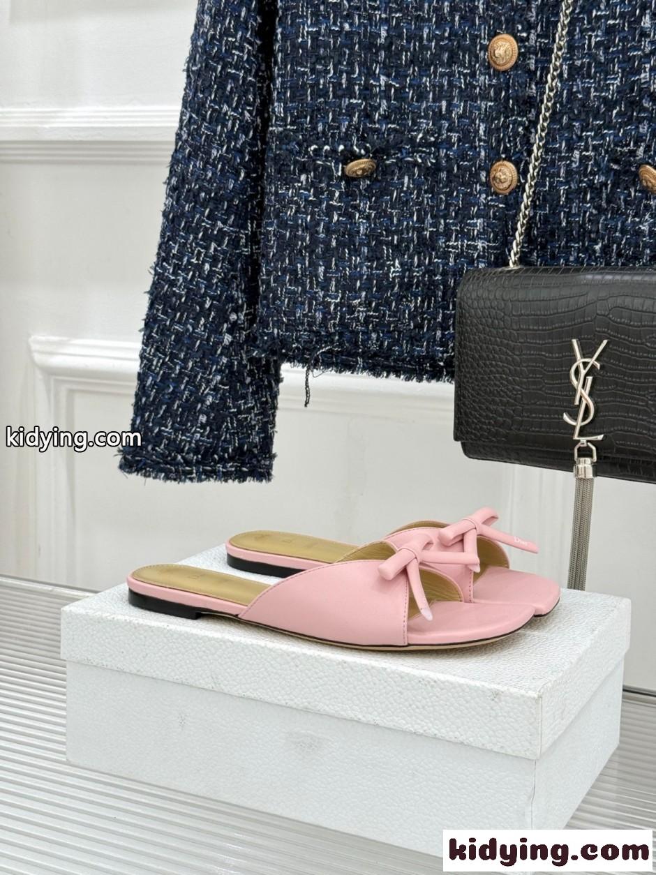 洗練された Dior Bow スライド クリスチャン・ディオール サンダル コピー ピンク-0