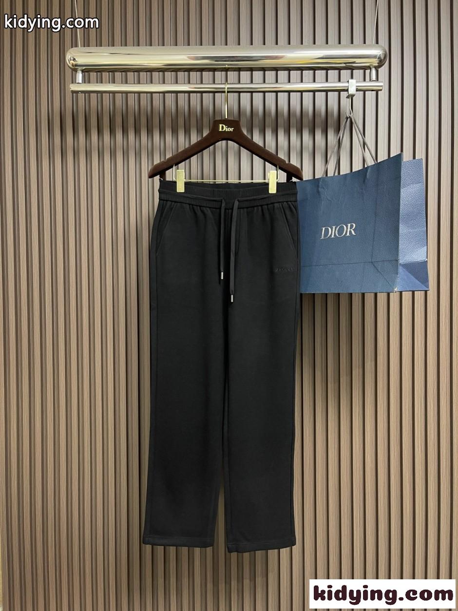 秋冬 カジュアル ストレートパンツ エルメネジルド・ゼニア パンツ 偽物 ブラック-0