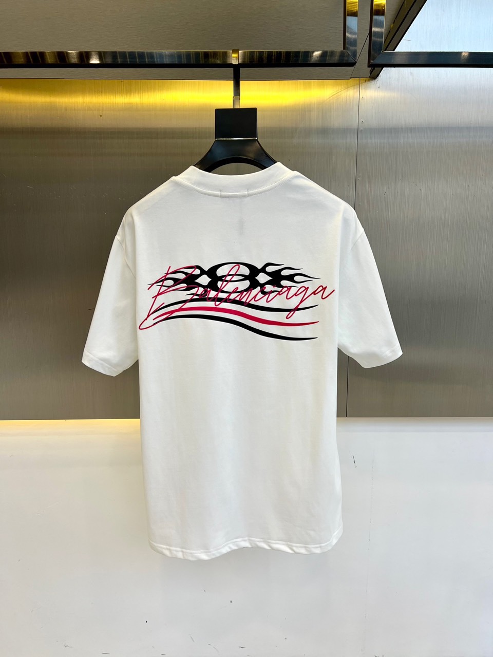 カジュアル ロゴプリント バレンシアガ Tシャツ 偽物 クルーネック コットン ホワイト-3