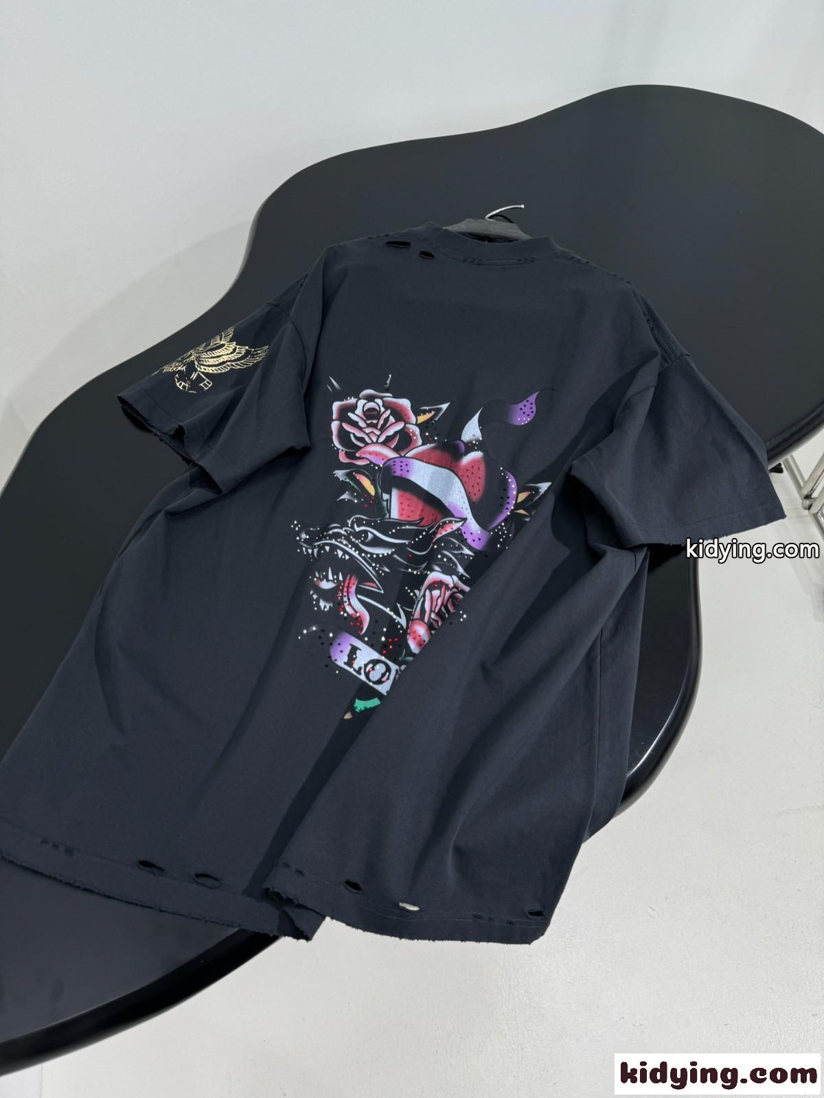 オーバーサイズ バレンシアガ TACKY TATTOO Tシャツ コピー ブラック-4