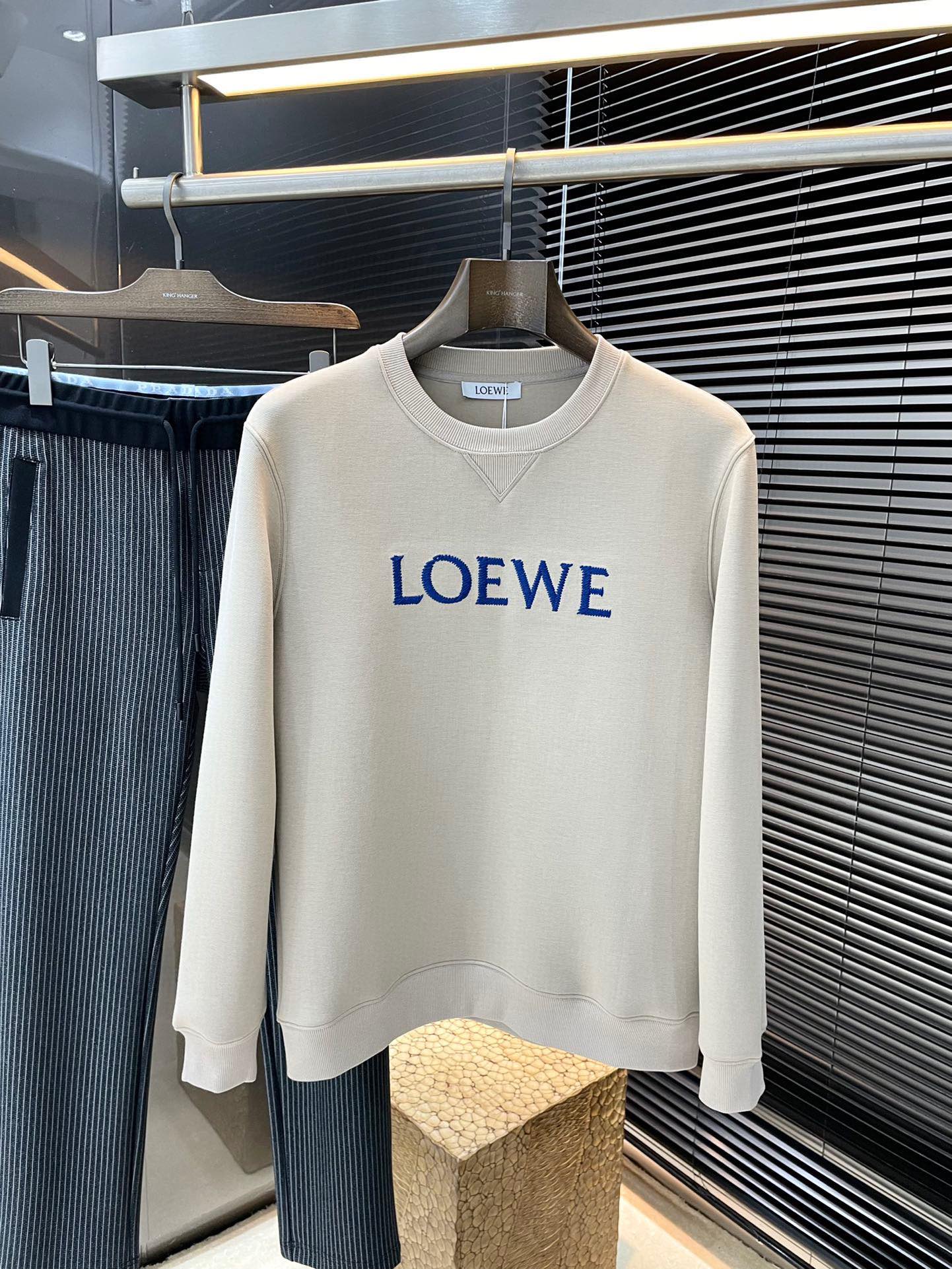 ロゴ刺繍 クルーネック スウェットシャツ ロエベ Tシャツ コピー グレー-0