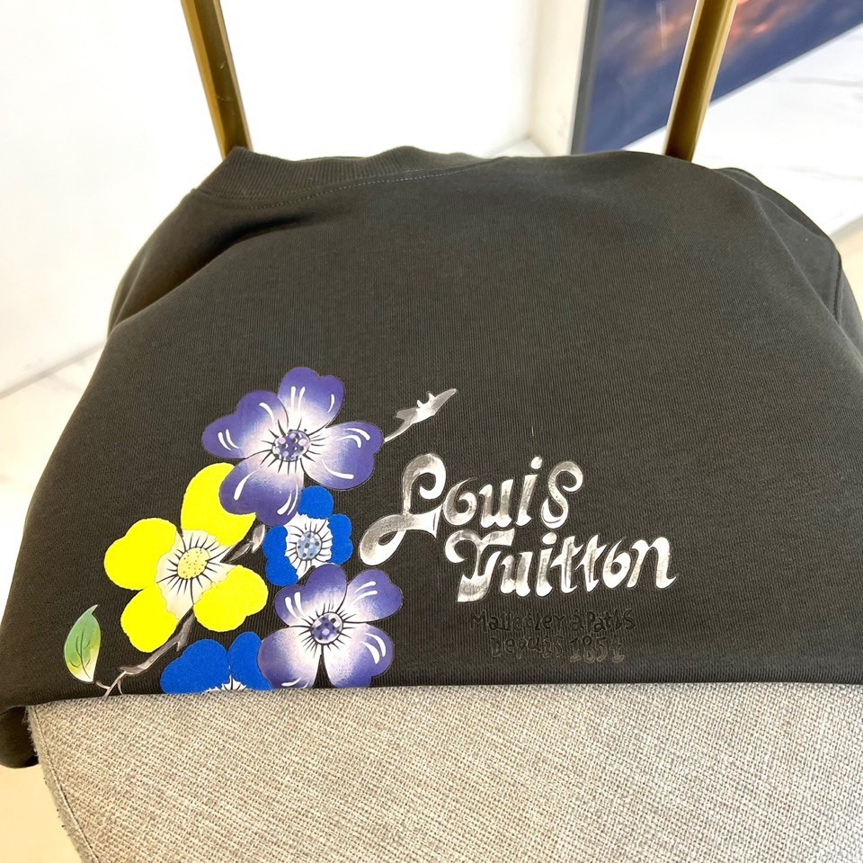 カジュアル 合わせやすい ルイヴィトン Tシャツ コピー スウェットシャツ グレー-2