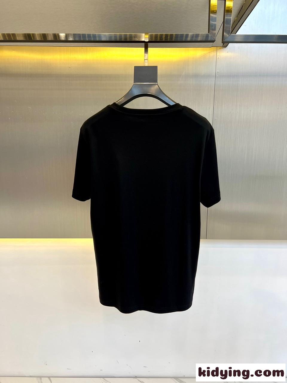 定番 快適 シルケットコットン 半袖Tシャツ エルメス Tシャツ コピー ブラック-0