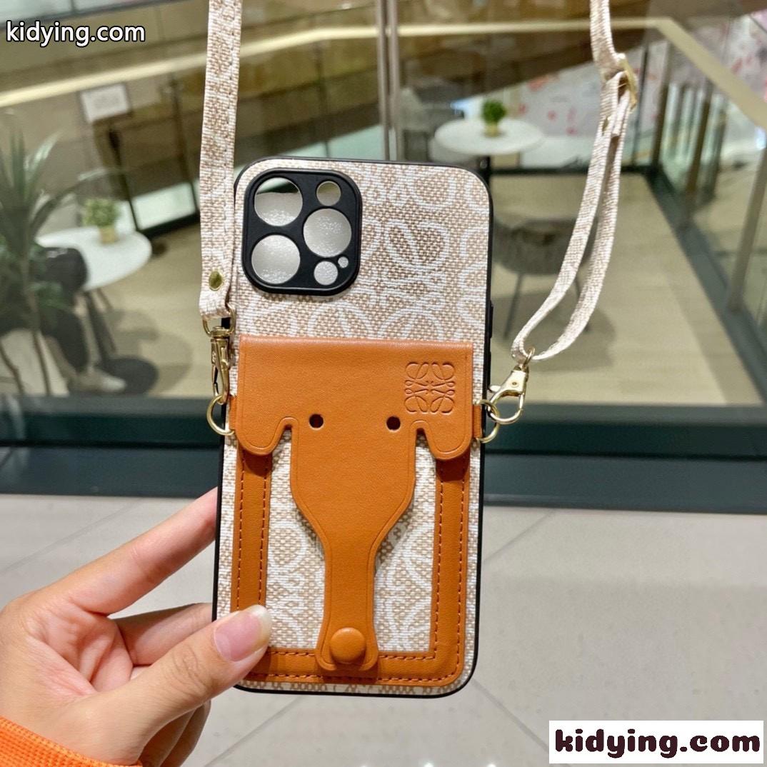 カード収納 ストラップ付き ロエベ スマホケース 偽物 アイフォンケース iPhone 14-0