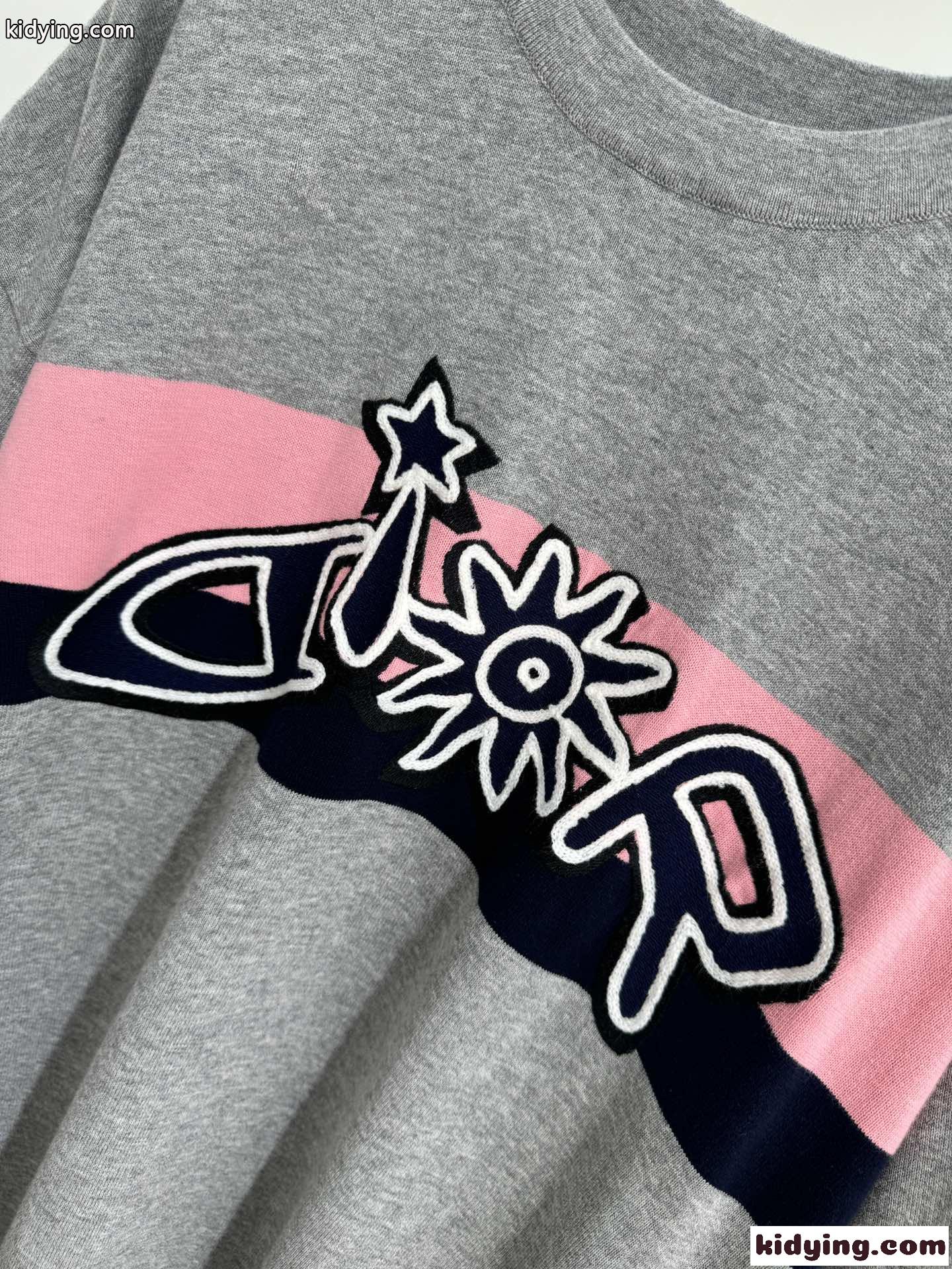大人カジュアルクルーネック半袖Tシャツ クリスチャン・ディオール Tシャツ コピー グレー-2