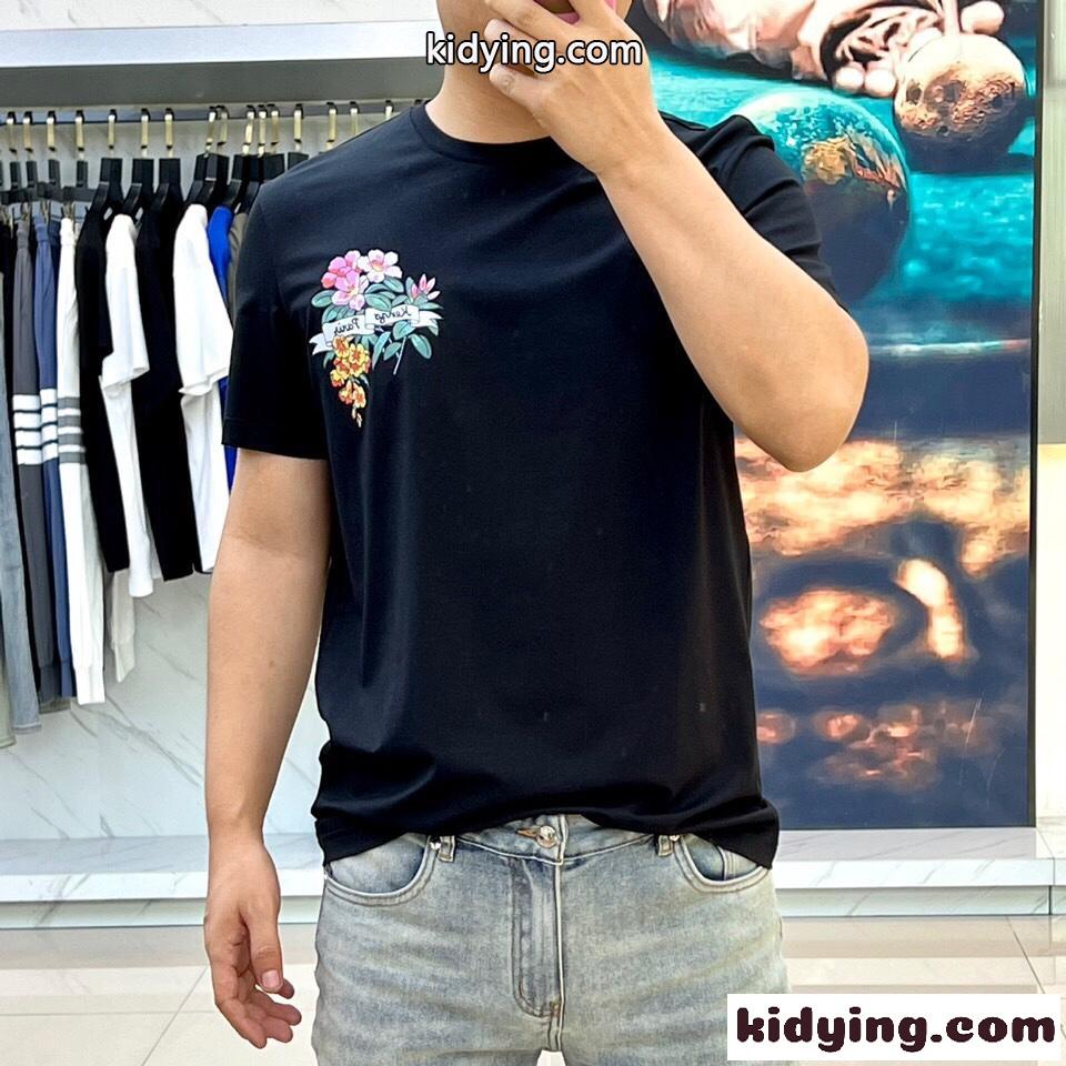 ALOHA FLOWER TATTOO プリント クルーネック ケンゾー Tシャツ コピー ブラック-2